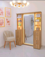 Armoire à bijoux avec miroir LED, étagères et tiroirs de rangement, miroir de maquillage autoportant blanc pour salon