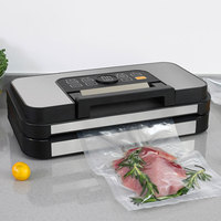 Scelleuse sous vide portative compacte avec rangement intégré pour rouleaux, système de coupe intégré et pompe à air pour la mise sous vide des aliments délicats