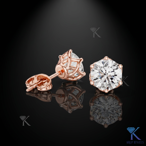 Lab Grown Diamond Solitaire Stud <b>Earrings</b> 6 Prong Crown Tulip Setting 14K/18K <b>Solid</b> Gold Women's Jewelry Wedding Party - Product Image 2