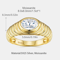 Nuovi stili di moda gioielli a prezzo di fabbrica nuovo anello placcato in oro rodiato placcato da donna in argento Sterling Moissanite anello pepita