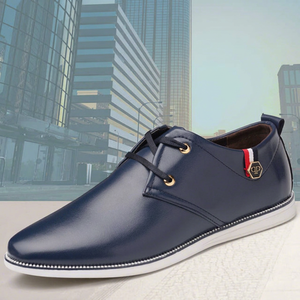 Chaussures en cuir décontractées pour hommes 2021, bout rond, lacets, doublure en mesh, semelle en caoutchouc, semelle intermédiaire en EVA, ajustement confortable, toutes saisons, style marche - Product Image 1