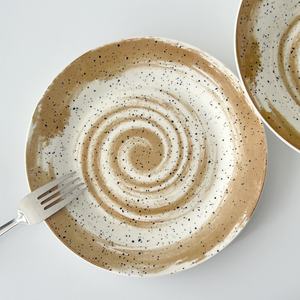 2026 nuevos platos de cerámica con patrón artístico-Beige blanco con motas negras vajilla de comedor para servir comida en el hogar y uso decorativo - Product Image 4