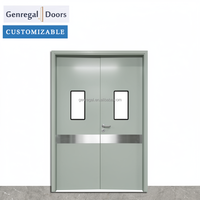 Porte d'entrée battante double en acier durable avec verre isolant et surface finie pour les salles intérieures des écoles