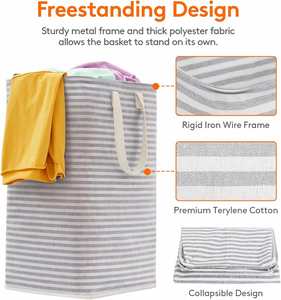 New Custom Large Polyester Collapsible Laundry Storage <b>Hamper</b> <b>Boxes</b> with Handles 30x40x60cm - Product Image 2