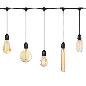 Dây Đèn 100Ft G40 Bóng Đèn Quả Cầu Phong Cách Edison 100 Dây Màu Đen Dây Đèn Led Ngoài Trời Có Thể Kết Nối