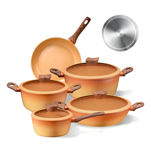 Modern Ceramic Marble Coated Pot Pan Silicone Glass Lids Bakelite Handles Non-Stick Forged Aluminum <b>Cookware</b> <b>Set</b> Gas <b>Induction</b> - Product Image 1