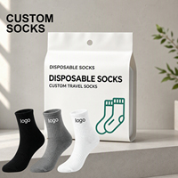 Chaussettes jetables personnalisées avec logo, en polyester et coton, respirantes, absorbant la transpiration, pour les voyages, les hôtels, les sorties en plein air, vente en gros