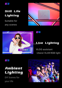 <span class=keywords><strong>Ulanzi</strong></span> <span class=keywords><strong>VL49</strong></span>ไฟวิดีโอ LED สี RGB 2500K-9000K 800LUX แม่เหล็กกรอกข้อมูลขนาดจิ๋ว3ช่องไฟกล้องประเภท C 2000mAh - Product Image 6