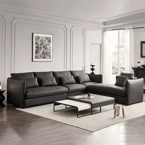 इटैलियन डिज़ाइन सोफा सेट होम फ़र्निचर हाई ग्रेड काउच सेक्शनल आधुनिक एल आकार फैब्रिक चमड़े का सोफा