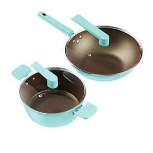 Casserole de haute qualité 32+24CM, 2 pièces, en titane cristallin antiadhésif, pot à soupe et poêle à frire - Product Image 1