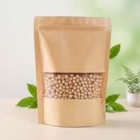 Sachet Doypack en Papier Kraft Brun Mat avec Fenêtre et Fermeture Zip, Personnalisable, Épaissi, Anti-humidité, Résistant à l'huile, Qualité Alimentaire, pour Sucre et Thé