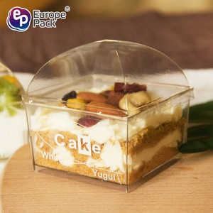 Food grade BPA libero 140ml piazza torta mousse di plastica da dessert scatola con coperchio - Product Image 3