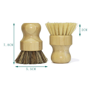 Kit de brosses de nettoyage durables avec logo personnalisé : brosse à pot en bambou, brosse ronde mini, brosse à vaisselle, brosse à récurer naturelle - Product Image 2
