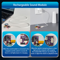 Haut-parleur de musique rechargeable 4M à mémoire téléchargeable par USB avec module de son à capteur magnétique Boîte-cadeau de carte de voeux 4M à mémoire