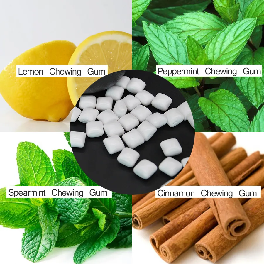 Private Label senza zucchero a base vegetale Low MOQ Mint 400mg guaranà Natural caffeina Chewing Gum In Bulk