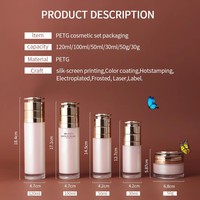 Ensemble d'emballages cosmétiques en PETG, flacons pompe sans air et pots à crème rose doré pour soins de la peau OEM ODM