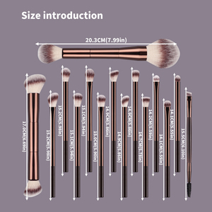 ชุดแปรงแต่งหน้าสำหรับอายแชโดว์และคอนทัวร์หน้า15ชิ้นพร้อมที่จับโลหะออกแบบได้ตามต้องการ - Product Image 5