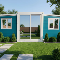 Maison conteneur moderne en structure acier extensible, entièrement meublée, pour jardin, maison amovible