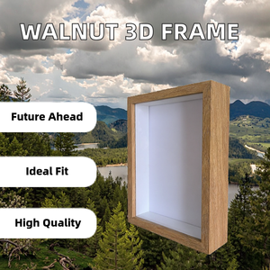 Marco de Madera MDF de Nogal de 10\", 9x9\", 8x8\" Pulgadas de Profundidad, Marco 3D con Efecto de Sombra, Plexiglás Negro y Blanco, Decoración con Corte de Troquel, Marco para Fotos y Arte - Product Image 2