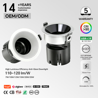 Projecteur LED Anti-éblouissement 7W 10W 12W 15W 20W 25W 110-120lm/w CRI90 5CCT IP44 CE RoHS Fitlight Usine Hôtel Bureau Projet OEM