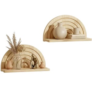 Étagère murale en bois de forme ovale, 30.5cm, double étagère pour petite décoration, présentoir pour salon - Product Image 2