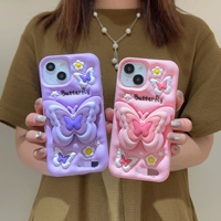 Casing HP Silikon Anti Jatuh 3D Motif Kupu-kupu untuk Apple iPhone 17 Pro 17air 17 16 15 14 Pro Max Desain Kartun untuk Wanita