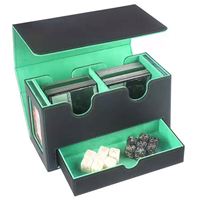 Коробка для хранения карт TCG большой вместимости FX с двойными окнами для карт Magic the Gathering и Yugioh, черная с цветной окантовкой