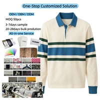Pull-over en polyester/coton respirant pour homme, collection automne, personnalisable avec logo, rayures et blocs de couleur, tricoté pour chemise de rugby à col à revers