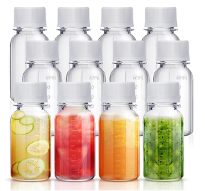 Bottiglie Piccole <span class=keywords><strong>per</strong></span> Shot di Zenzero da 2 oz, <span class=keywords><strong>Contenitori</strong></span> in Plastica con Tappi <span class=keywords><strong>per</strong></span> <span class=keywords><strong>Liquidi</strong></span>, Frullati, Succhi, Bevande e Latte - Product Image 1