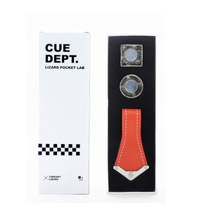 LIZARD Craie de billard en cuir véritable avec clip magnétique puissant, motif billard, forme carrée, pour queue de billard/pool, boîte de rangement pour queue de 1/2, ensemble de 3 pièces - Product Image 4