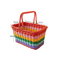 Panier de rangement miniature en rotin tressé fait main avec poignées, empilable, multi-usages pour la cueillette de fruits/légumes en jardin, pour les enfants