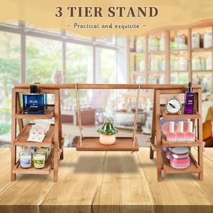 Support à dessert portable en bois multi-niveaux pour pique-nique et fête, présentoir à cupcakes mobile et plateau de service pour aliments chauds - Product Image 1