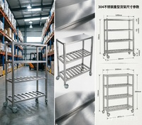 Étagère Commerciale Personnalisée OEM en Acier Inoxydable 304, Rayonnage de Rangement à Caissons Creux avec Roues pour Cuisine Professionnelle