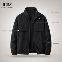 Veste utilitaire zippée pour homme, col montant, en nylon léger, fermeture à boutons-pression, poignets élastiques, idéale pour superposer, logo personnalisé, commande en gros
