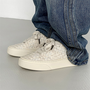 Handmade woven breathable skate shoes summer comfortable solid-color <b>canvas</b> shoes thick-soled casual shoes for men and women - Product Image 3