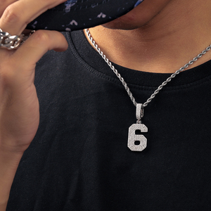 Collier <span class=keywords><strong>Pendentif</strong></span> Chiffres Arabes en <span class=keywords><strong>Argent</strong></span> Sterling 925 avec Diamants Moissanite VVS, <span class=keywords><strong>Bijoux</strong></span> Hip Hop pour Hommes et Femmes - Product Image 5
