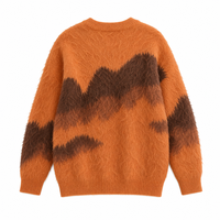 Pull à col rond en laine mohair jacquard géométrique pour homme, personnalisé ODM/OEM - Anti-rides, anti-rétrécissement