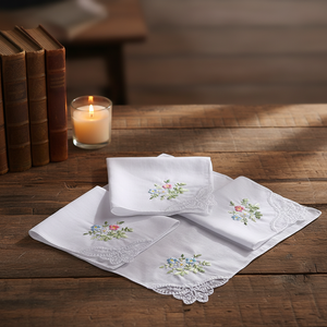 <span class=keywords><strong>Pañuelos</strong></span> <span class=keywords><strong>de</strong></span> Encaje <span class=keywords><strong>Bordados</strong></span> con Flores, Listos para Enviar, 100% Algodón, para Novias, Venta al por Mayor - Product Image 4