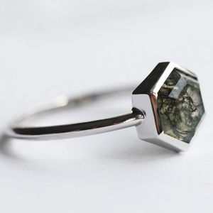 Vintage S925 18K Rose Gold Plated Sliver <b>Ring</b> <b>Green</b> Moss Agate Crystal Jewelry Best Quality Factory Jewelry - Product Image 5