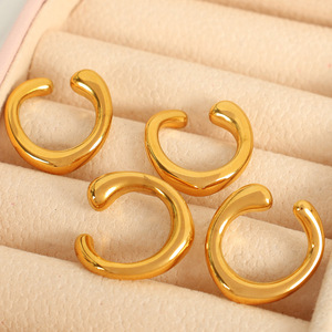 <b>Clip</b>-on Earrings Gold C-shaped Round Design For Non-Pierced Ears Fashion Jewelry - Product Image 2
