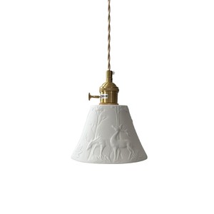 Nordic Style Brass Ceramic Pendant <b>Light</b> With Deer Pattern Led Single Head Home Decor Chandelier - Product Image 4