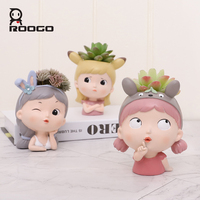 Roogo mignon Design vitalité fille résine bonsaï maison et jardin décoration Pots de fleurs belle fille succulente planteur