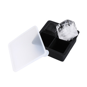Moule à glaçons carrés pour whisky, 4 compartiments, moule à glaçons carrés créatif avec couvercle - Product Image 2