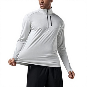 Men's 1/4 Zip Training <b>Top</b> <b>Golf</b> Quarter Zip Pullover Mock Neck Moisture Wicking <b>Long</b> <b>Sleeve</b> with Thumbholes Factory Supplier - Product Image 4