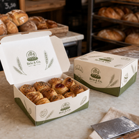 Boîte à pâtisserie en carton avec couvercle rabattable, résistante à la graisse, emballage de pâtisserie pour la vente au détail, fourniture de marques privées pour les distributeurs d'emballages