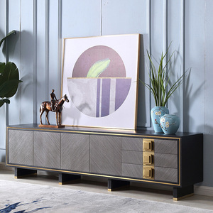 Lüks Modern ahşap oturma odası TV standı ve sehpa seti depolama ile - Product Image 5