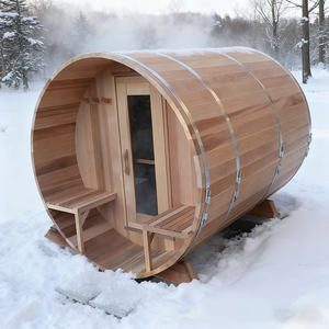 ساونا برميلية خارجية فاخرة من خشب الأرز الأحمر لشخص أو شخصين مع سخان هارفيا، من مورد ذو خبرة 20 عامًا - Product Image 2