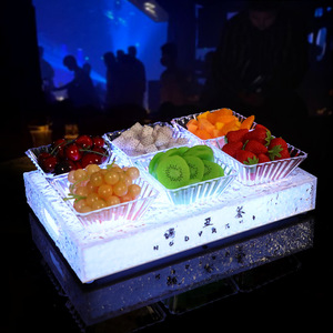 LED Lit Ice Patterned Fruit Platter Rectangle <b>Battery</b> Powered Party Snack Dish - Product Image 2