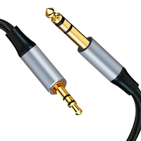 Kabel Audio Stereo 3.5mm Male ke 6.35mm Male, Jack Plug Berlapis Emas, Adaptor Aux 3.5mm ke 1/4 untuk Gitar, Keyboard, Drum Set