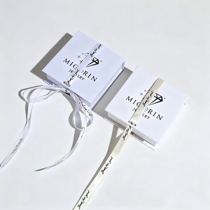 Custom Logo Flip Top Jewelry <b>Box</b> with Ribbon Velvet Lined Cardboard <b>Box</b> for <b>Earrings</b> Necklace Rings Bracelets - Product Image 2